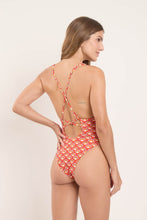 Load image into Gallery viewer, Model Back: Rio De Sol One-Piece Floral-Scales Sunny