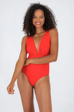 Load image into Gallery viewer, Model Front: Rio De Sol One-Piece Rouge Marina