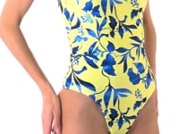 Load and play video in Gallery viewer, Video: Rio De Sol One-Piece Lemon Flower One Shoulder