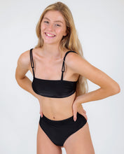 Load image into Gallery viewer, Gallery: Rio De Sol Set Set Shimmer-Black Bandeau-Reto Hotpants

