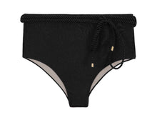Load image into Gallery viewer, Product Front: Rio De Sol Bottom Bottom Shimmer-Black Belted-High-Waist

