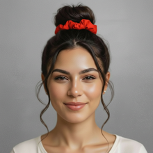 Load image into Gallery viewer, Model Front: Rio De Sol Hair Accessory Rouge Scrunchie
